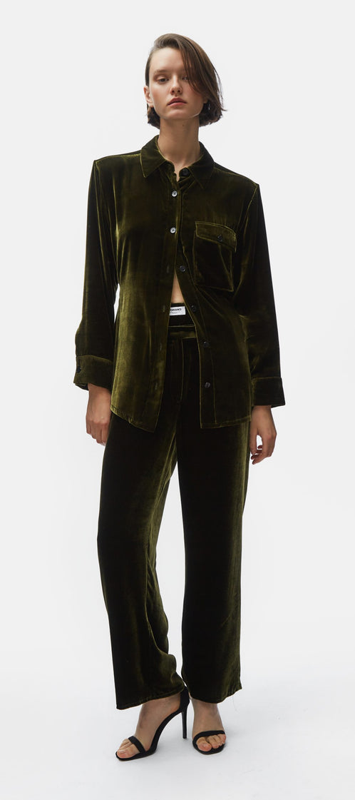 TOMGIRL moss velvet trousers