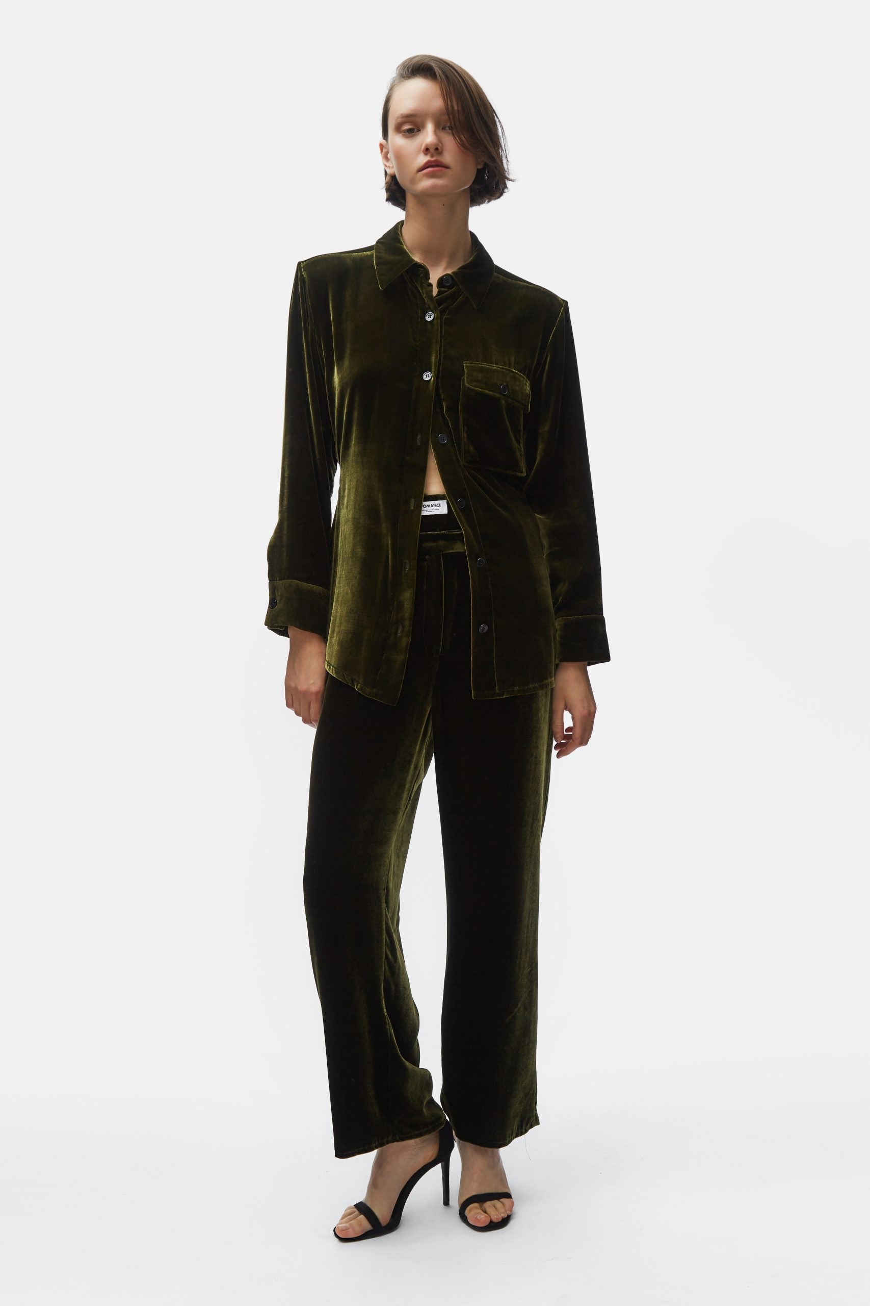 TOMGIRL moss velvet trousers