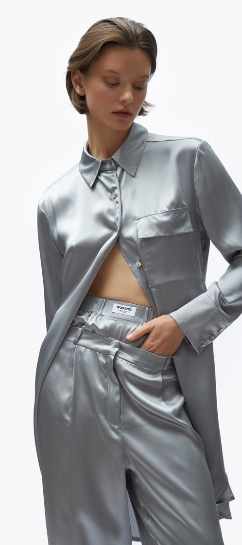 TOMGIRL pearl silk shirt