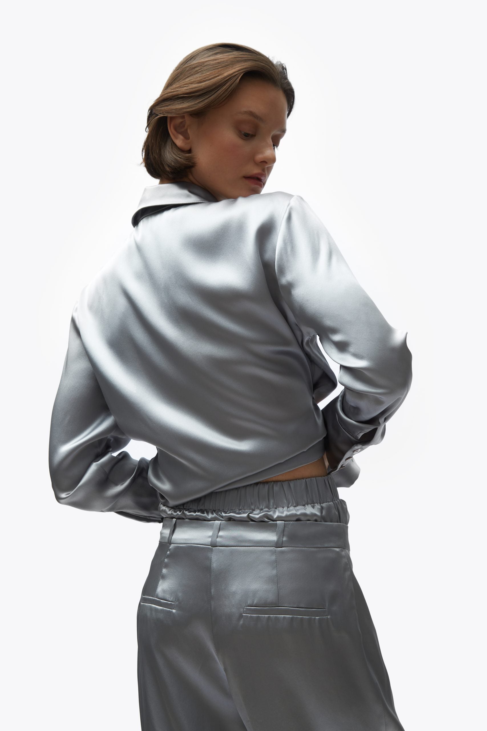 TOMGIRL pearl silk trousers