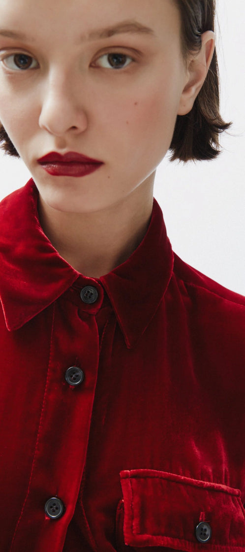 TOMGIRL red velvet shirt