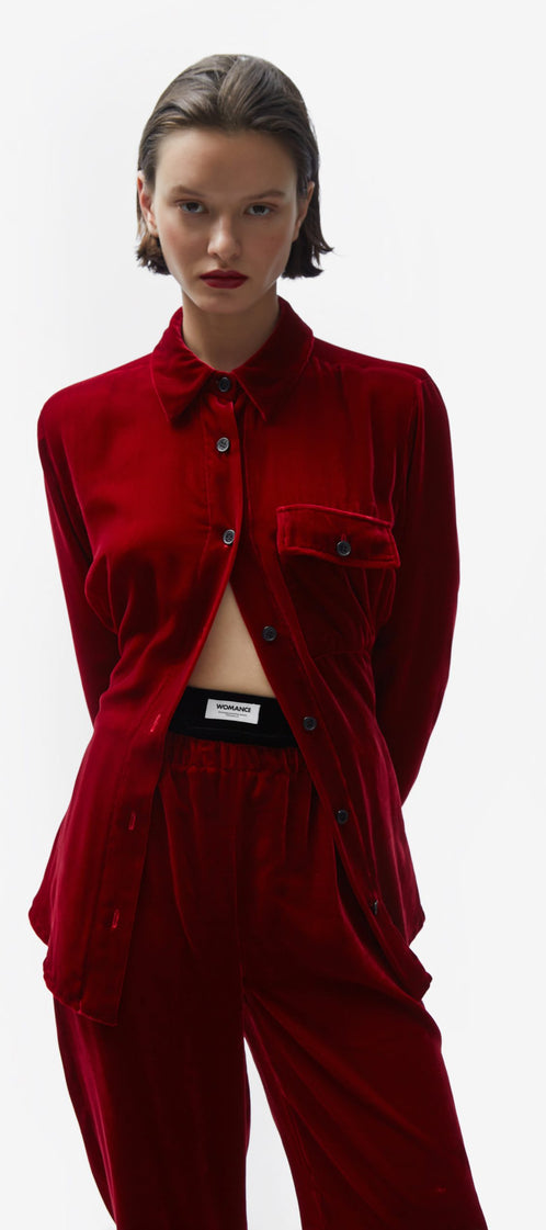 TOMGIRL red velvet shirt
