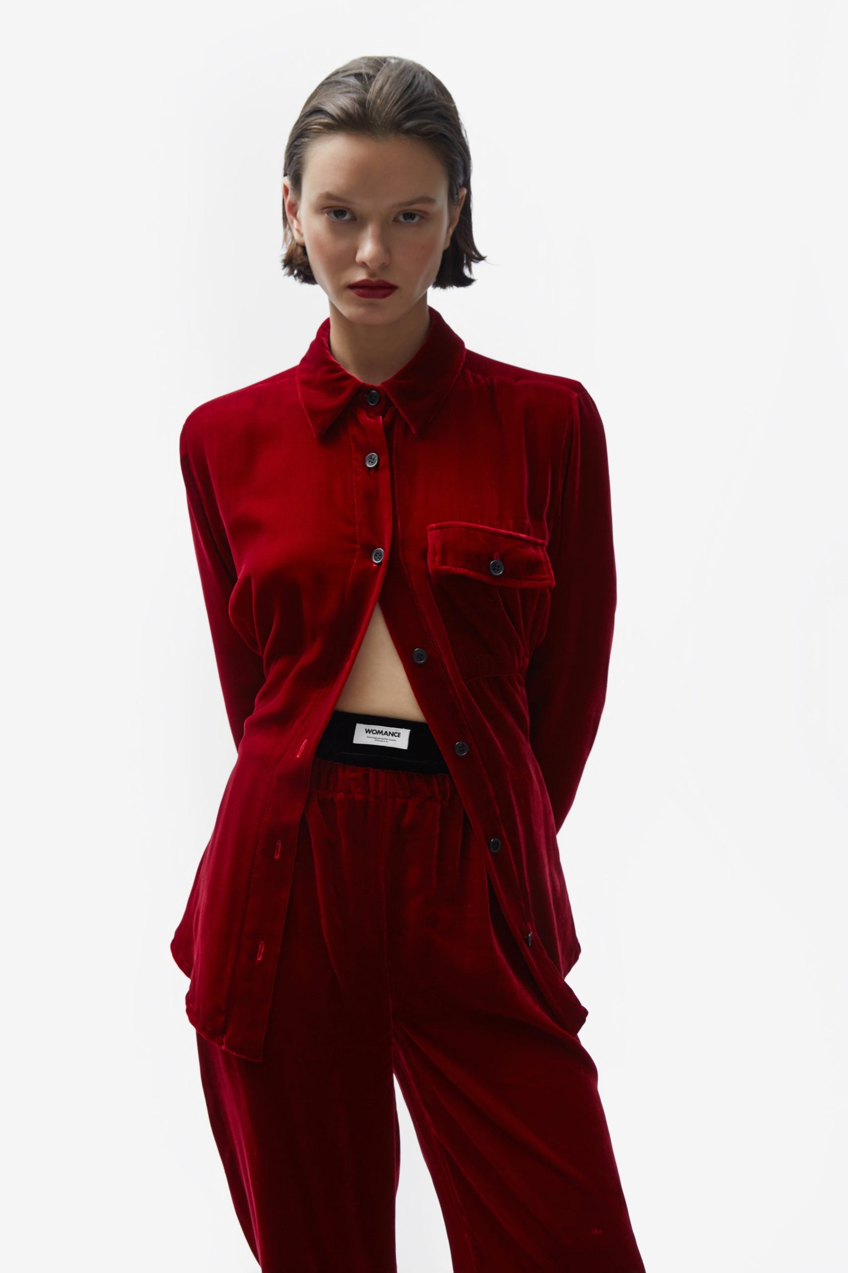 TOMGIRL red velvet trousers