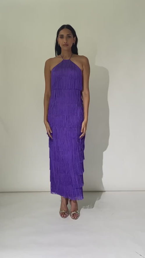 LONG ALBA berry dress