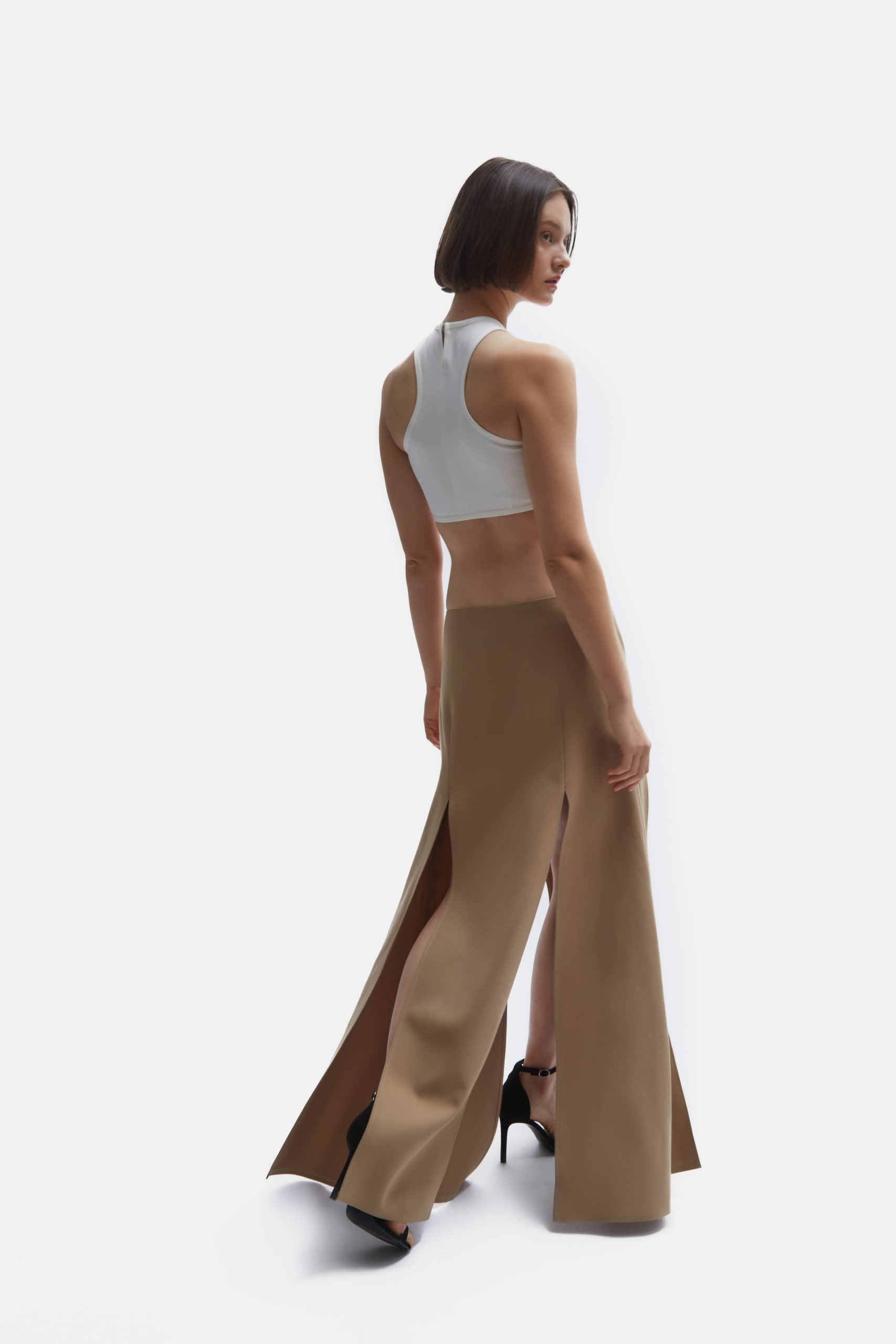 Business suit camel skirt