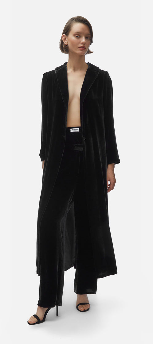 Cardi-coat. Black velvet