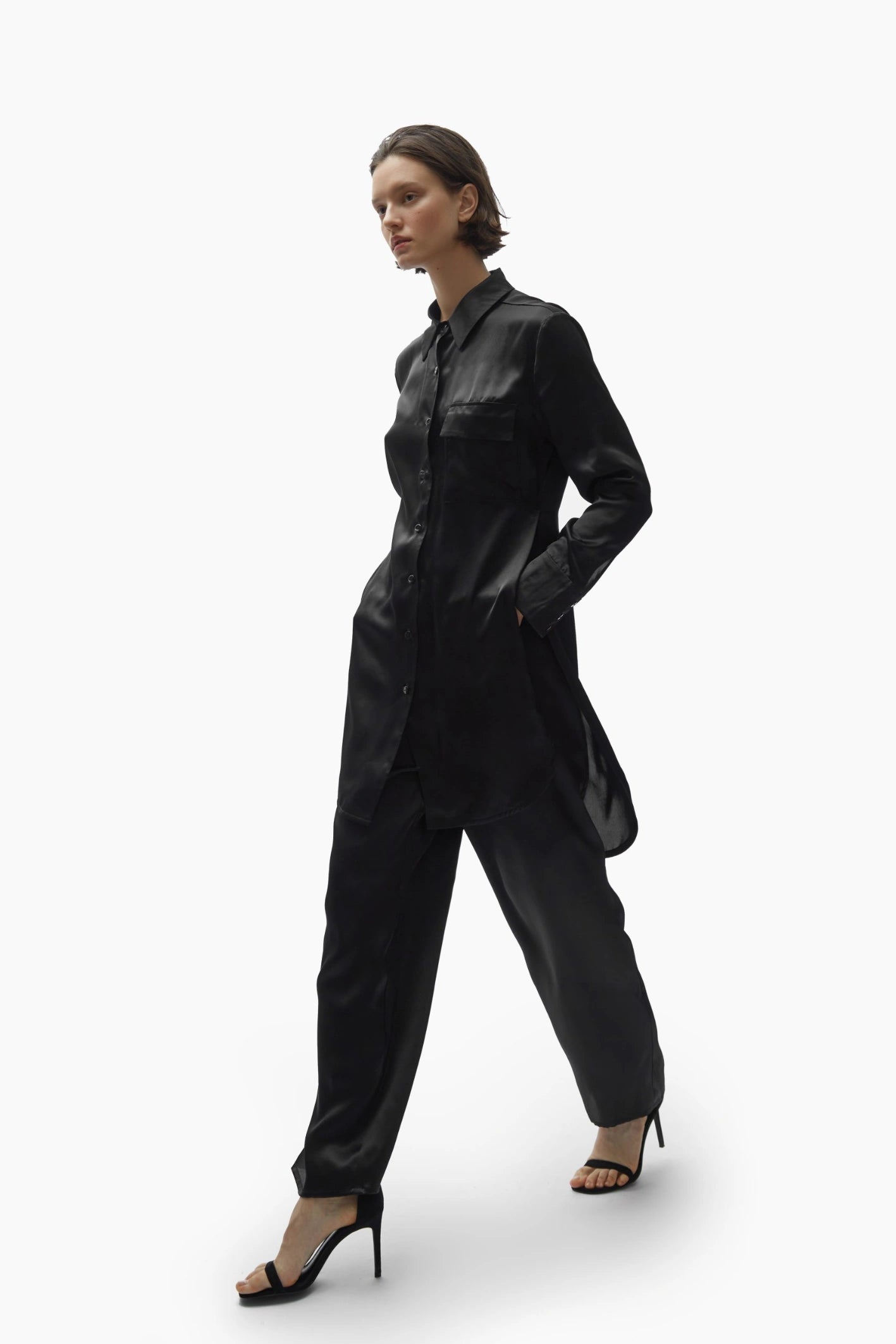 TOMGIRL black silk trousers