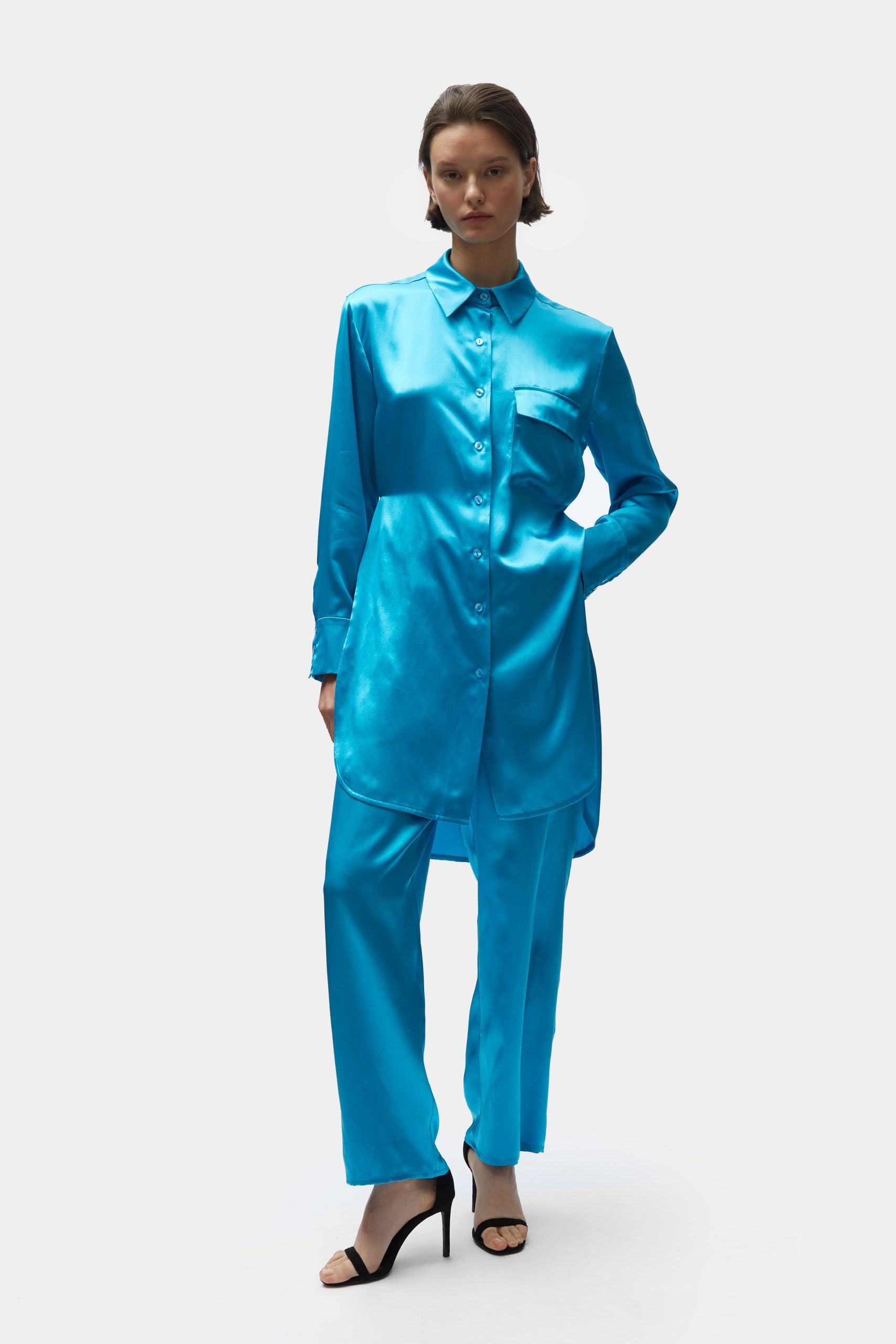 TOMGIRL blue silk shirt
