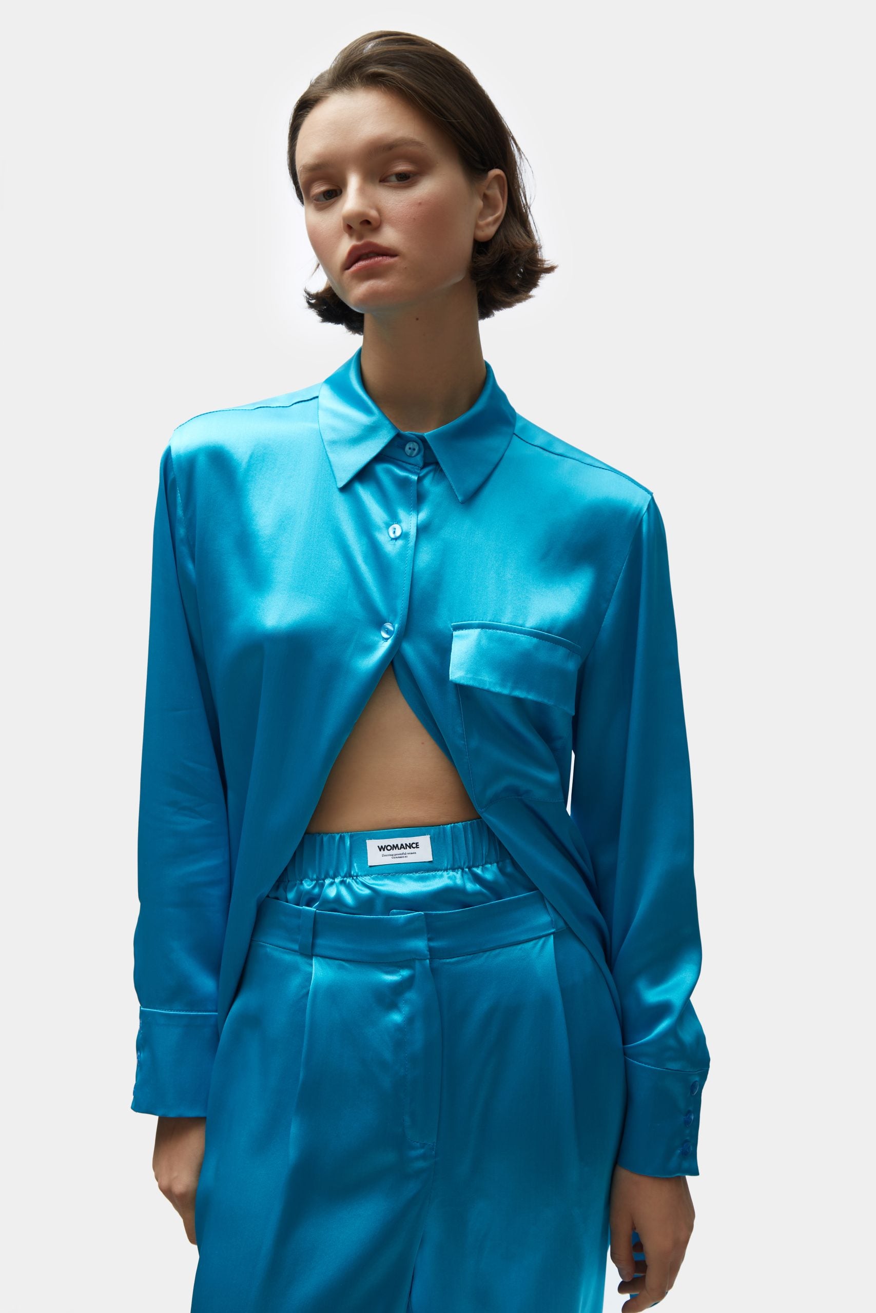 TOMGIRL blue silk shirt