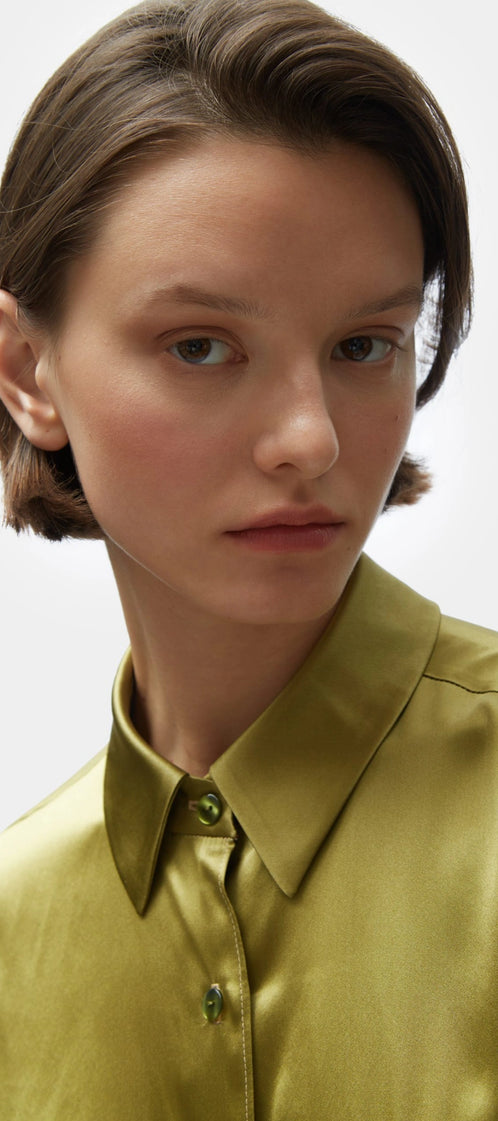 TOMGIRL moss silk shirt