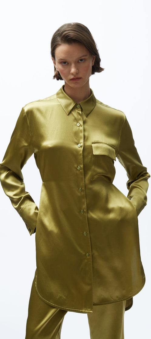 TOMGIRL moss silk shirt
