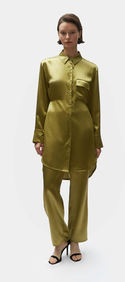 TOMGIRL moss silk shirt