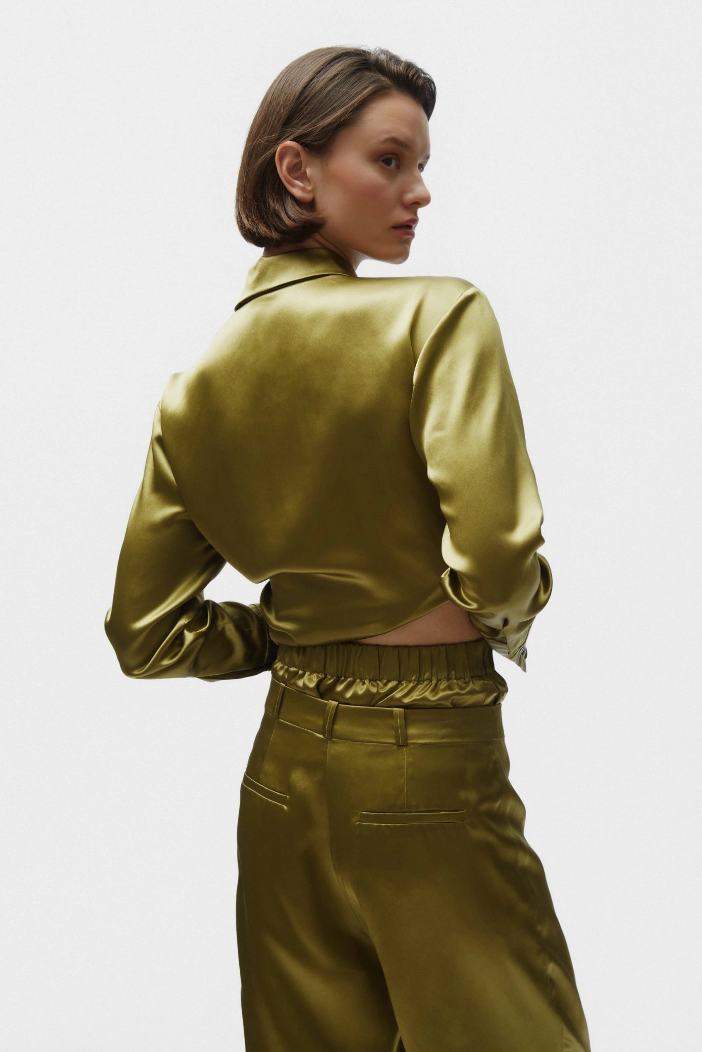 TOMGIRL moss silk trousers